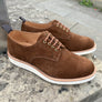 Tricker's in collaboration with Kafka size 8 only, Brown suede white wedge sole