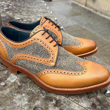 Barker Dowd - Cedar Calf With Green Harris Tweed UK 9 / 10