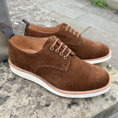 Tricker's in collaboration with Kafka size 8 only, Brown suede white wedge sole