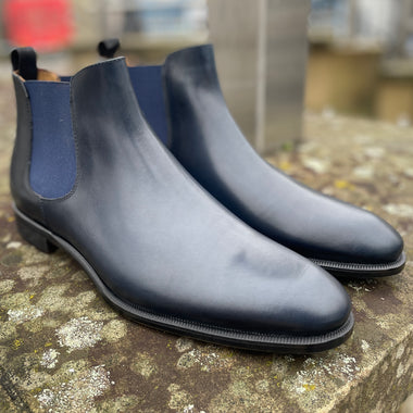 Giorgio 1958 - Navy Blue Leather Chelsea Boot