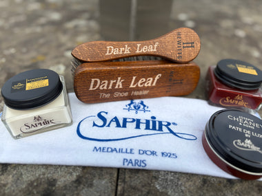 Cheaney / Saphir Dark Leaf Engraved Shoe Polish Set