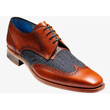 Barker Jackson - Cedar Calf / Blue Harris Tweed  size 6