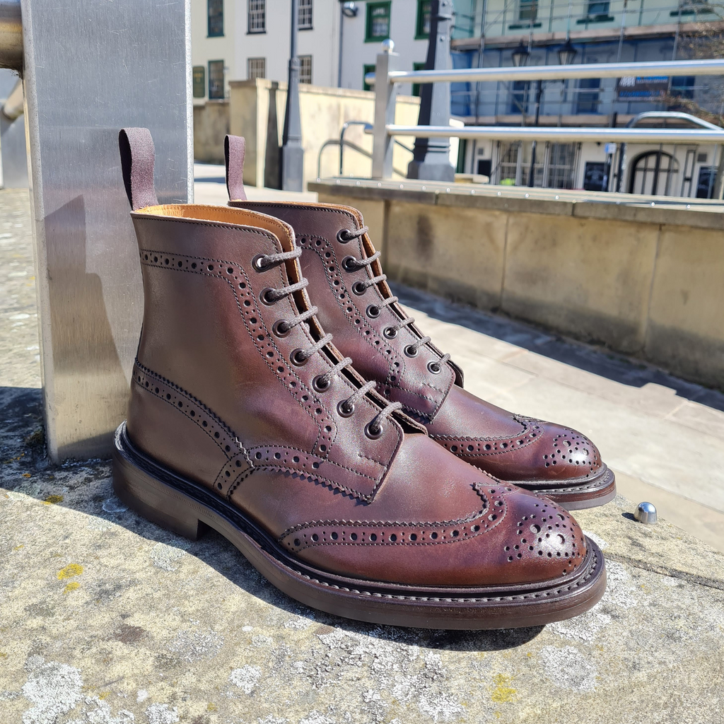 Trickers Stow Espresso Burnished Dainite or Leather Sole